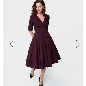 Unique Vintage eggplant swing dress Delores